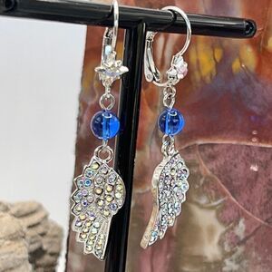 KIRKS FOLLY MIRACLES CRYSTAL ANGEL WING EARRINGS